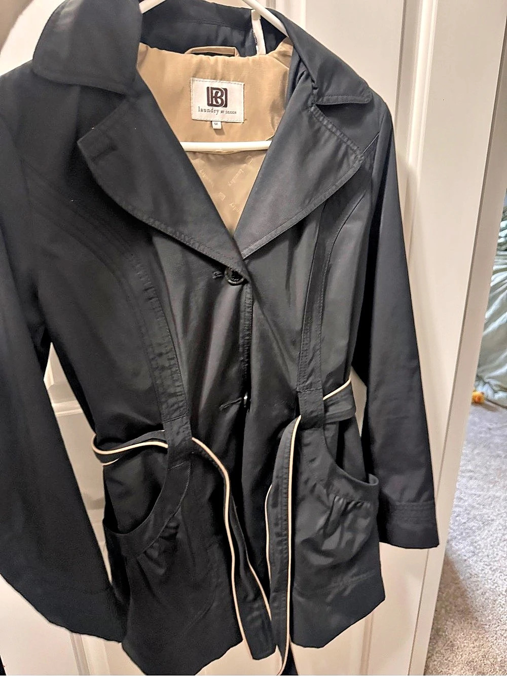 Laundry by Design Women's Black Trench Coat Size Medium Like New